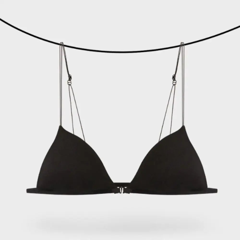 Breathable Triangle Bras for Women Beauty Back Thin Strape French Style Bra Solid Color Lingerie Deep V Bralette Party