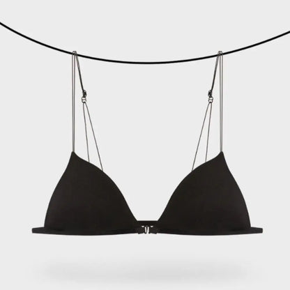 Breathable Triangle Bras for Women Beauty Back Thin Strape French Style Bra Solid Color Lingerie Deep V Bralette Party