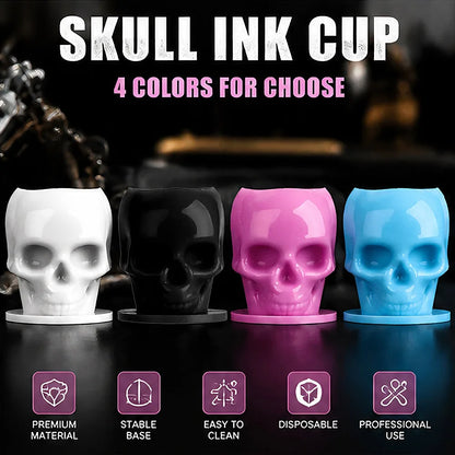 200/100/50PCS Disposable Skull Tattoo Ink Cups Black/White/Pink/Blue Pigment Container Plastic Ink Holder Tattoo Accessories