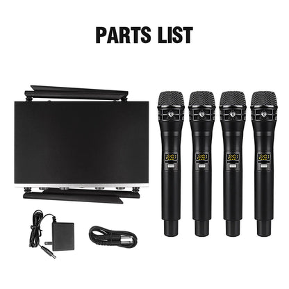 Debra DU4004 Wireless Conference Microphone System, UHF 4-channel, lavalier, headset, handheld microphone, for weddings, karaoke