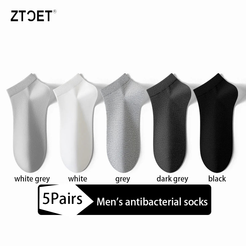 Men Combed Cotton Socks Short Breathable Odor proof and antibacterial Business Spring Summer for Male socks High Quality 5Pairs