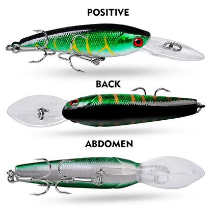 20PCS Suspending Jerkbait Minnow Lures – Slow Sinking Hard Bait with Treble Hooks for Bass Musky Zander Freshwater Saltwater