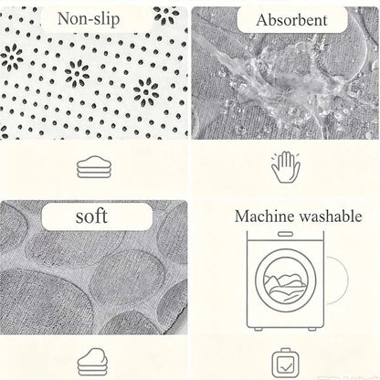 80x80cm New L-shaped Bath Mat Cobblestone Memory Foam Super Absorbent Non-Slip Corner Mat for Bathroom Shower Toilet Home Decor
