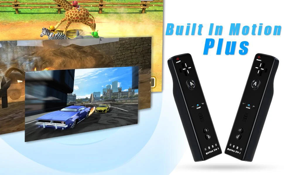 Nintendo Wii Trådlös Handkontroll 2-i-1 – Med/Utan MotionPlus, Silikonskål, Bluetooth, Wii/Wii U/Wii Mini