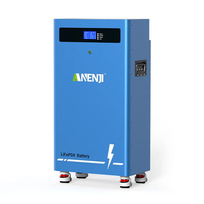 ANENJI 51,2V 314Ah 16kWh LiFePO4 Batteri – Grade A-celler, Bluetooth, CAN/RS485, BMS, Hjul, EU-lager
