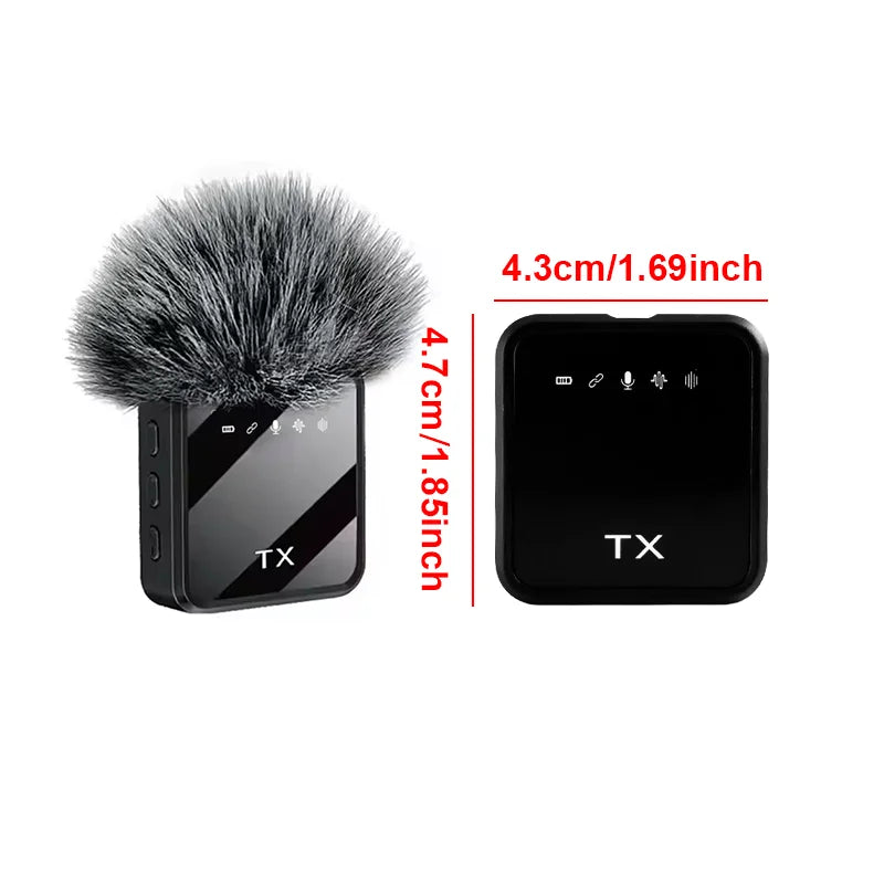 Mini Wireless Microphone for iPhone Android Cameras Wireless Microphone for Interviews Vlog Noise Cancelling Lavalier Microphone