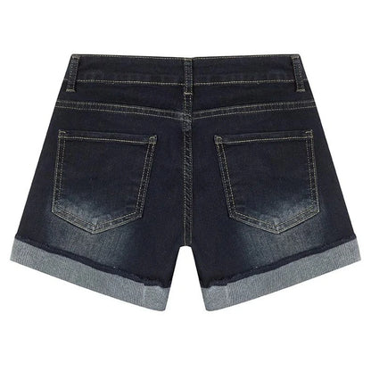 Summer Women Retro Dark Blue Hot Shorts Girls Korean Skinny Thin Denim Pants Lady Casual Fashion High Waist Short Jeans