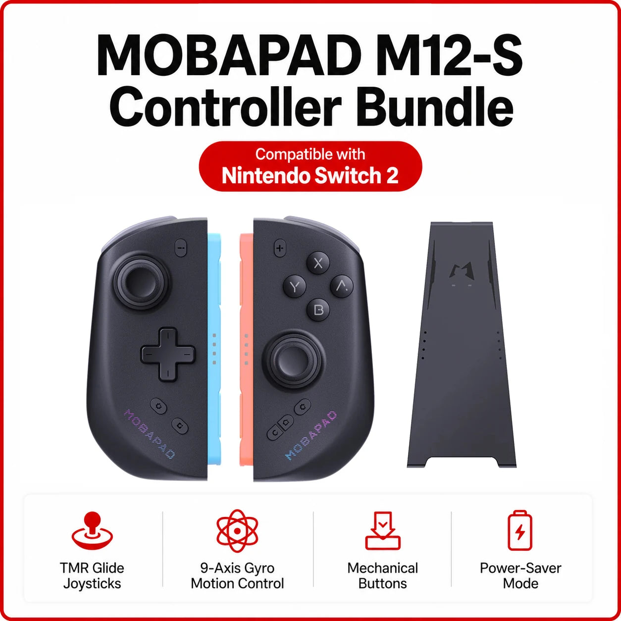 MOBAPAD M12 S Gaming Controller for Switch 2 with TMR Sticks, Mechanical Buttons, 9-Axis Gyro Motion Control, Power-Saver Mode