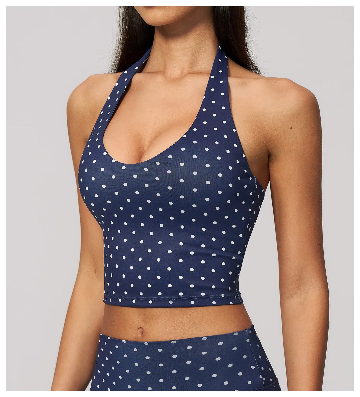 Yoga Bra Women Sports Underwear Fitness Crop Top Polka Dot Yoga Vest Deep V Backless Sports Vest Female Workout Shockproof Tops