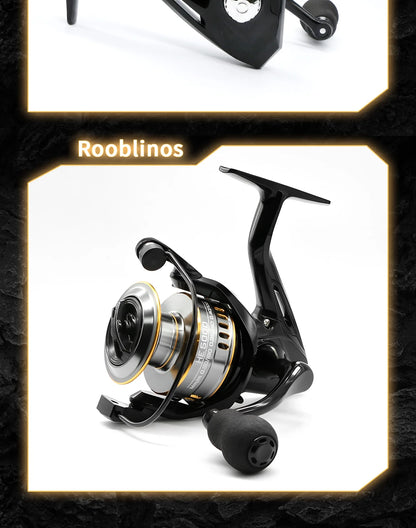 Rooblinos HE Spinning Reels Ultralight Metal 5.2:1 Gear Ratio 1000-7000 Saltwater Or Freshwater Big Max Drag Fishing Reels
