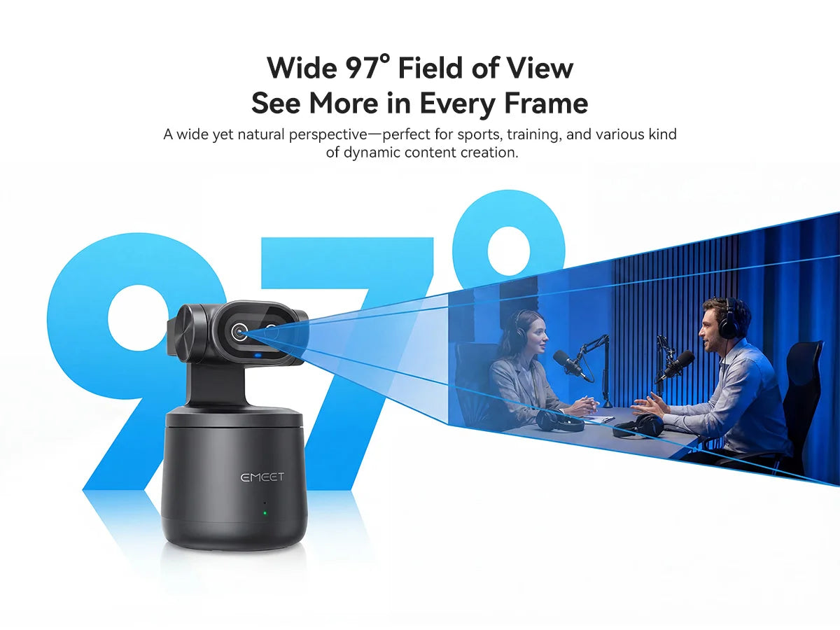 EMEET PIXY Wireless 4K Webcam Dual-Lens AI Tracking PTZ Streaming Camera Gesture Control HDR Live Streaming for YouTube/Facebook
