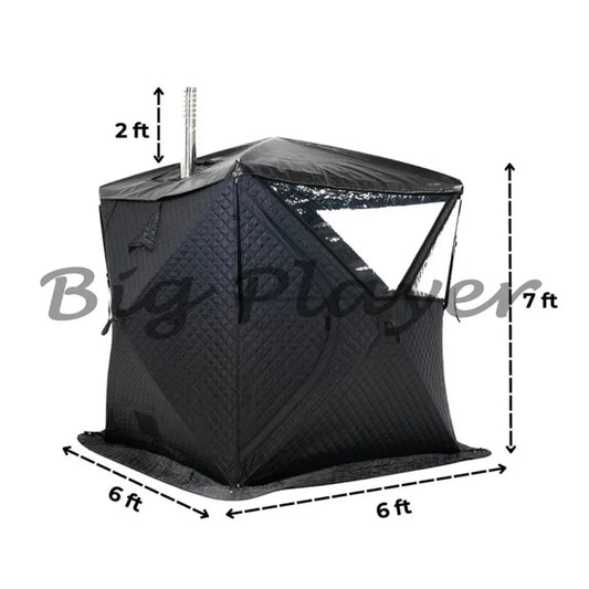 Portabelt Bastutält 3-lagers – 180×180×210 cm, 2–3 Pers, Brandhämmande, 2 Dörrar