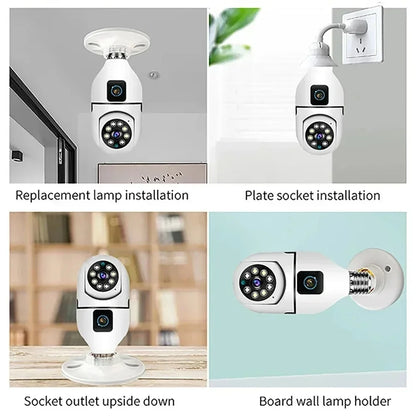 8MP WiFi IP Camera E27 Bulb Cam Wireless Baby Monitor Pet Cameras 5MP SmartLife Indoor AI Tracking Security Video Surveillance