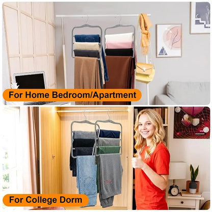 L60A Hangers, Space-Saving Multi-Tier Closet Organizers For,Trousers, Skirts, Scarves,Non-Slip Vertical Storage