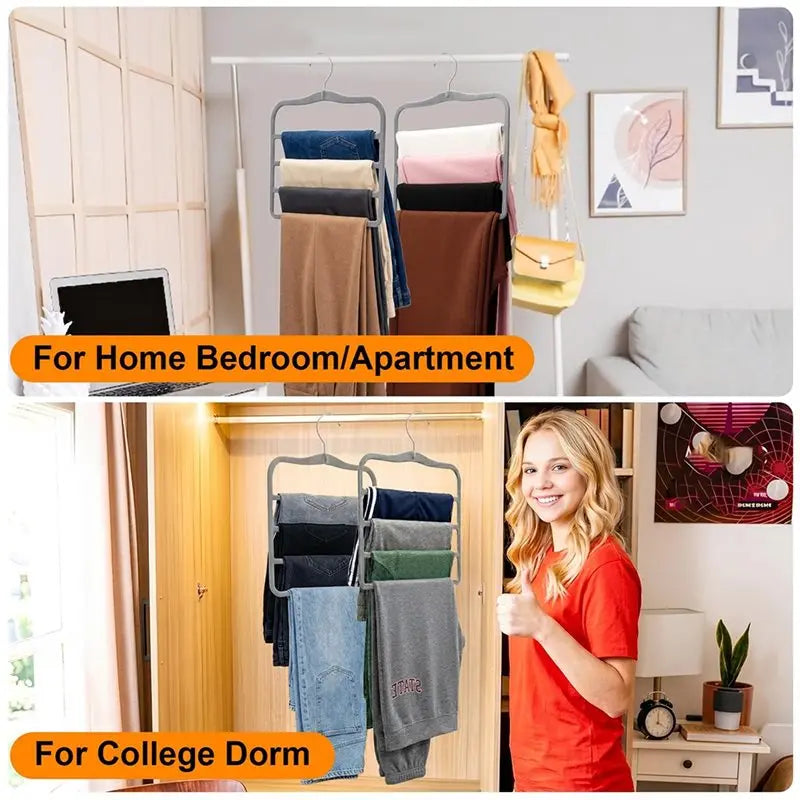 L60A Hangers, Space-Saving Multi-Tier Closet Organizers For,Trousers, Skirts, Scarves,Non-Slip Vertical Storage