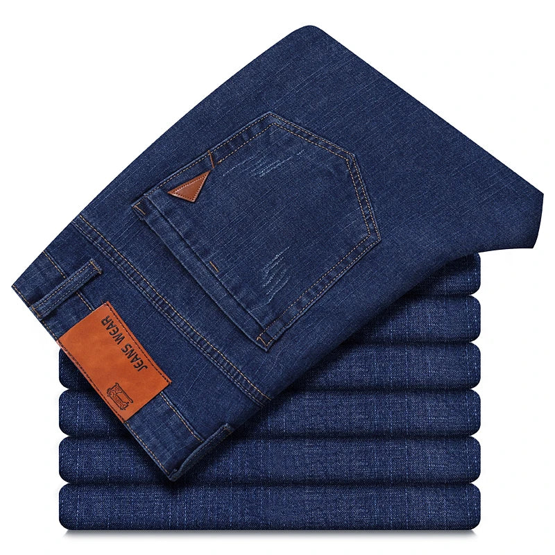 Business-jeans för herr – rak passform, stretch-denim, casual och kontor