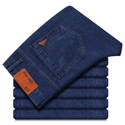 Business-jeans för herr – rak passform, stretch-denim, casual och kontor