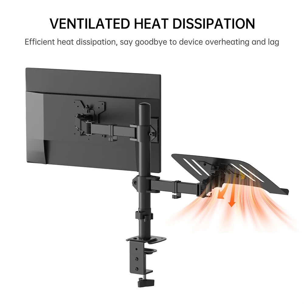 Dual Monitor Mount for 13-27 Inch Screens, Adjustable Monitor and Laptop Stand with VESA 75/100mm, Full Motion Desk Clamp Bracket with 360° Rotation and Cable Management, Heavy Duty Steel Monitor Arm for Home Office, Max Loa