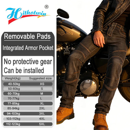 MC-Jeans med Kevlar & Aramid – CE-godkända Knäskydd, Sträckdenim Herr 2026 (Blå/Svart)