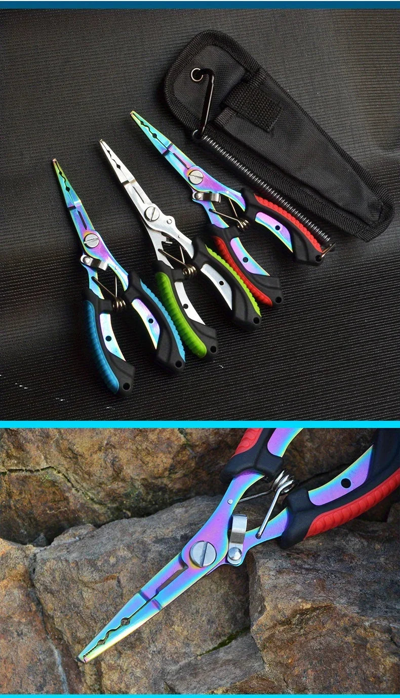Stainless Steel Color Titanium Eagle Beak Fish Control Pliers for Hook and Hook Removal, Multifunctional Fishing Pliers