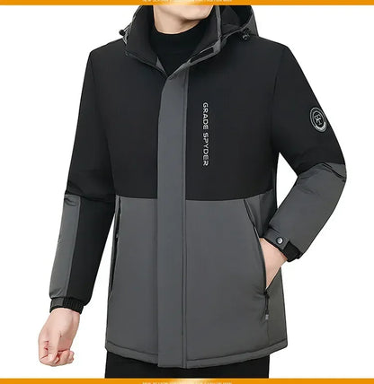 Herr Lång Vinterjacka Parkas med Huva – Varm Vindskyddande Vattentät Outwear, 2 Färger, Storlek XXS–5XL