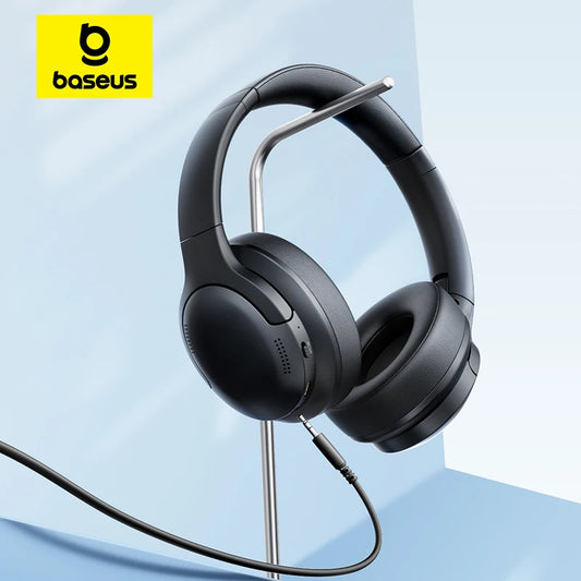 Baseus BH1 Lite Bluetooth 6.0 Headset Over-Ear – 80h SuperBass 200% ENC AI Multipoint USB-C 10min=8h App CE/RoHS Vit Svart