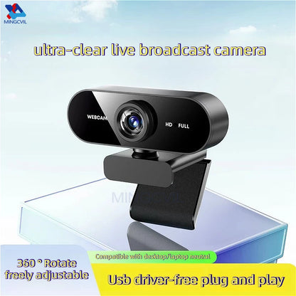 MINGCVIL 1080P HD Mini Webcam with Microphone USB Interface Supports Laptop Desktop Computer for Live Video Call Conference