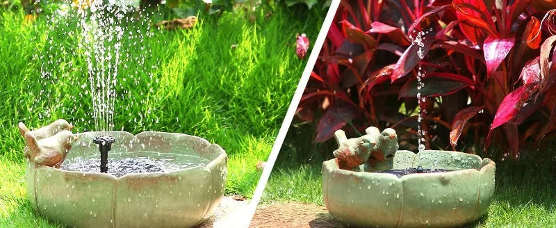 Soldriven Fontänpump för Trädgård och Fågelbad – 6 Munstycken, 1W/1,5W/2,5W