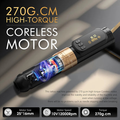 Ambition Sally 270 Wireless Tattoo Machine Adjustable Stroke 2.0-3.5mm Permanent Makeup Rotary Pen Coreless Motor Tattoo Suppy