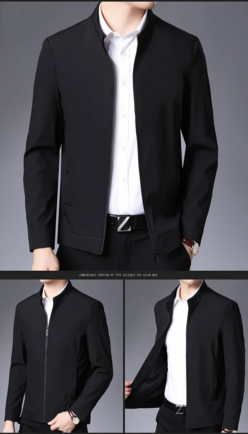 Herr Blazer med Dragkedja – Business Casual Kavaj för Kontor, Vår & Höst, 7 Färger