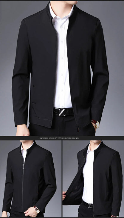 Herr Blazer med Dragkedja – Business Casual Kavaj för Kontor, Vår & Höst, 7 Färger