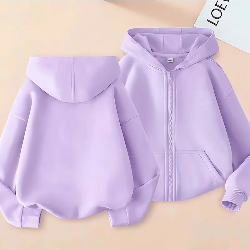 New Solid Color Children's Fashion Kids Boy Hoodies Zip Up Spring Autumn Girls Casual Zipper Sweatshirt Kids Hoodies Sweatshirt