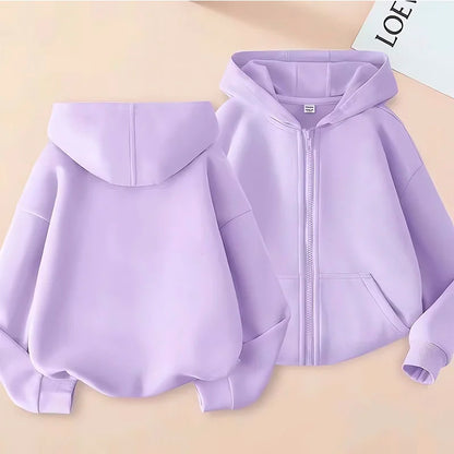 New Solid Color Children's Fashion Kids Boy Hoodies Zip Up Spring Autumn Girls Casual Zipper Sweatshirt Kids Hoodies Sweatshirt