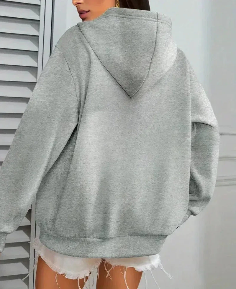 Black White Women's Zipper Hoodies Jacket Cotton Fleece Hoody Sweatshirt Pullover Autumn Winter Oversized Loose Tops Coat Unisex