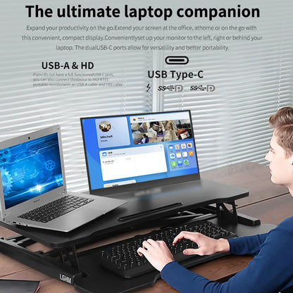 HGFRTEE 15.6 Inch Portable Monitor, FHD USB-C Mini HDMI External Second Screen, Gaming Extended Display for Laptop Mac PS4 PS5 Xbox