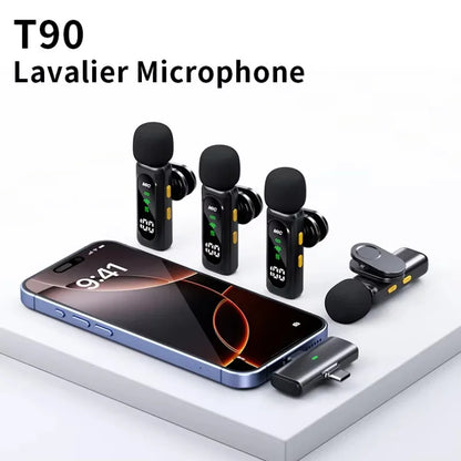 Wireless Lavalier Microphone Mini Mic For iPhone Android Portable Audio Video Recording Live Broadcast Gaming With 4 Receive Mic