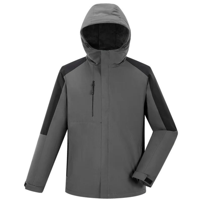 Vinterjakka med Huva och Eget Tryck eller Brodyr – Fleecefodrad Dragkedja Smart Casual M–4XL (Asian)