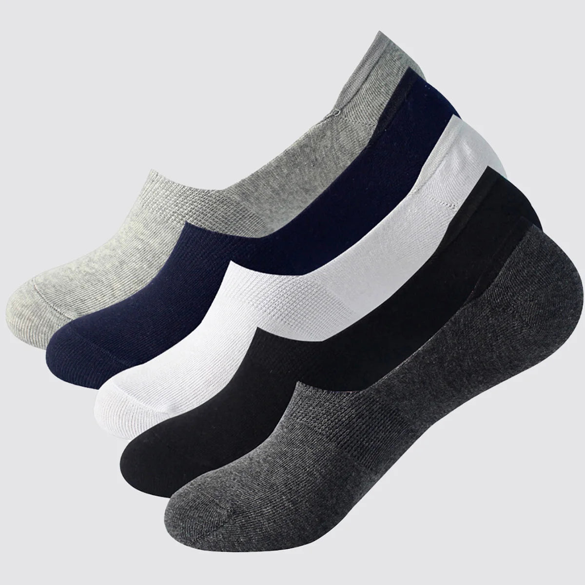 Herr Osynliga Strumpor 1/5-pack – Bomull Silikon Halkfria No-Show Andningsbara Sommar EU 38–43