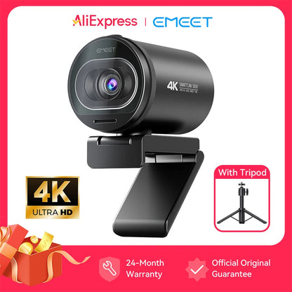 4K Webcam EMEET S600 SmartCam With Tripod USB Camera for Computer/Laptop Autofocus Sony Sensor 60FPS@1080P Streaming Web Camera