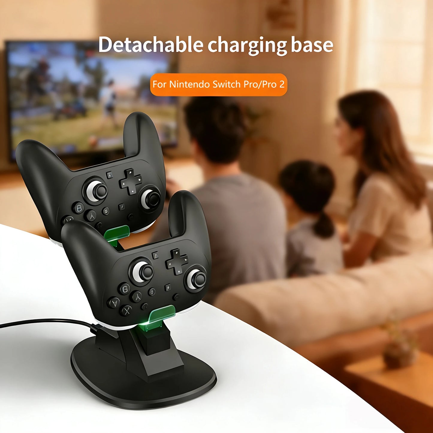Dual Controller Charger Dock Station for Switch Pro Controller Fast Charging Station for 2 Controllers Charging Dock for Switch