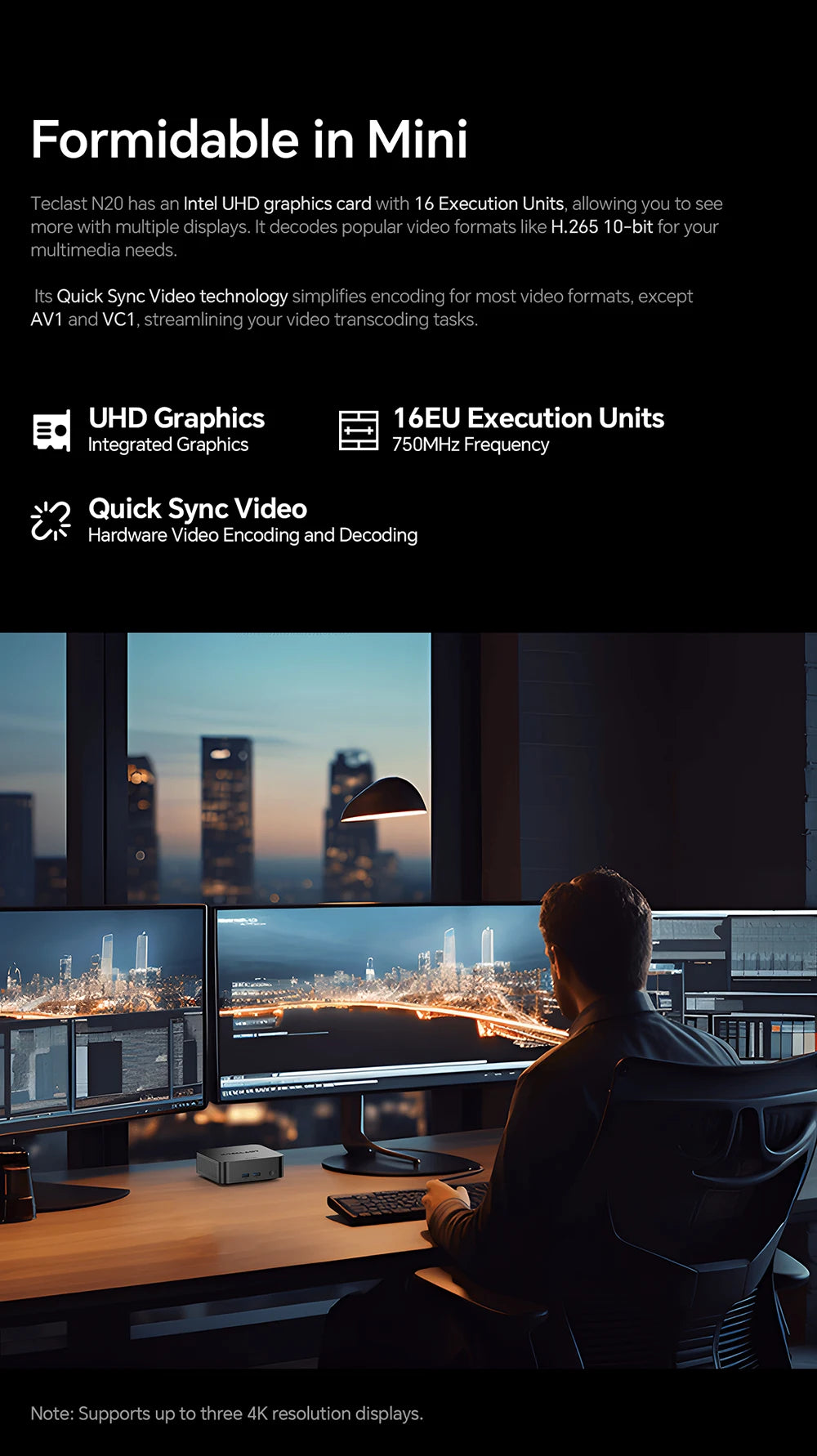 Teclast N20 Mini PC Intel N5095 11:e gen 16GB RAM 512GB SSD – 4K Windows 11 Pro WiFi 6 Kompakt Hemmakontor Desktop