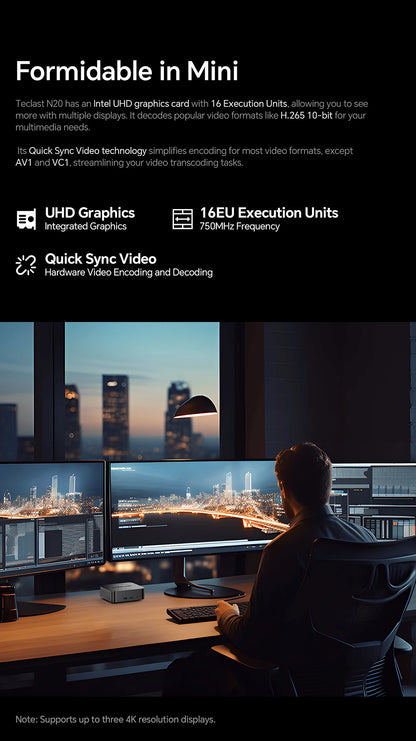Teclast N20 Mini PC Intel N5095 11:e gen 16GB RAM 512GB SSD – 4K Windows 11 Pro WiFi 6 Kompakt Hemmakontor Desktop
