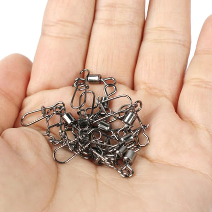 Stainless Steel Fishing Swivel Snaps 4#-12# Rolling Bearing Duo-Lock Connector Kit Saltwater Freshwater Lure Tackle 50-200Pcs