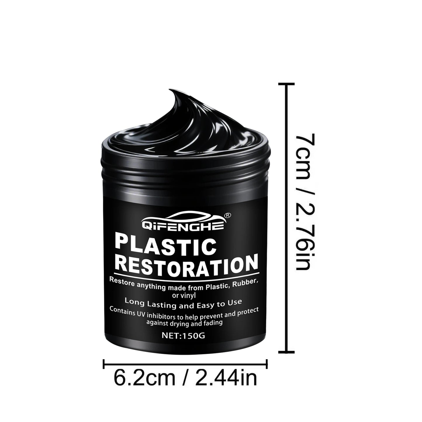 Car Plastic Restorer Polish Paste 150g - Tire, Interior & Bumper Shine & Protection, Long-Lasting Gloss, Automotive Plastic Care