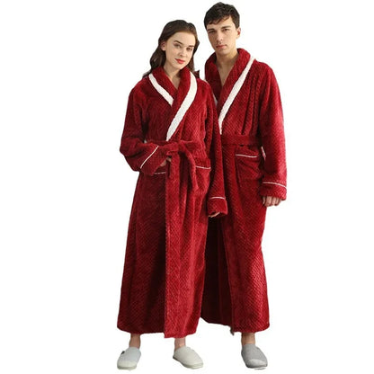 Female Autumn and Winter Warm Long Coral Velvet Thick Couple Bath Bathrobes Men Women Pajamas Shower Robe Bath Towels For Adults