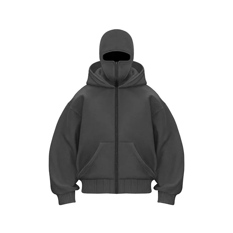 Hoodie Dubbelhuva & Ninja-mask Eget Tryck – Dragkedja | Reklamkläder & Profilprodukter