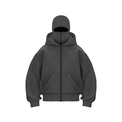 Hoodie Dubbelhuva & Ninja-mask Eget Tryck – Dragkedja | Reklamkläder & Profilprodukter