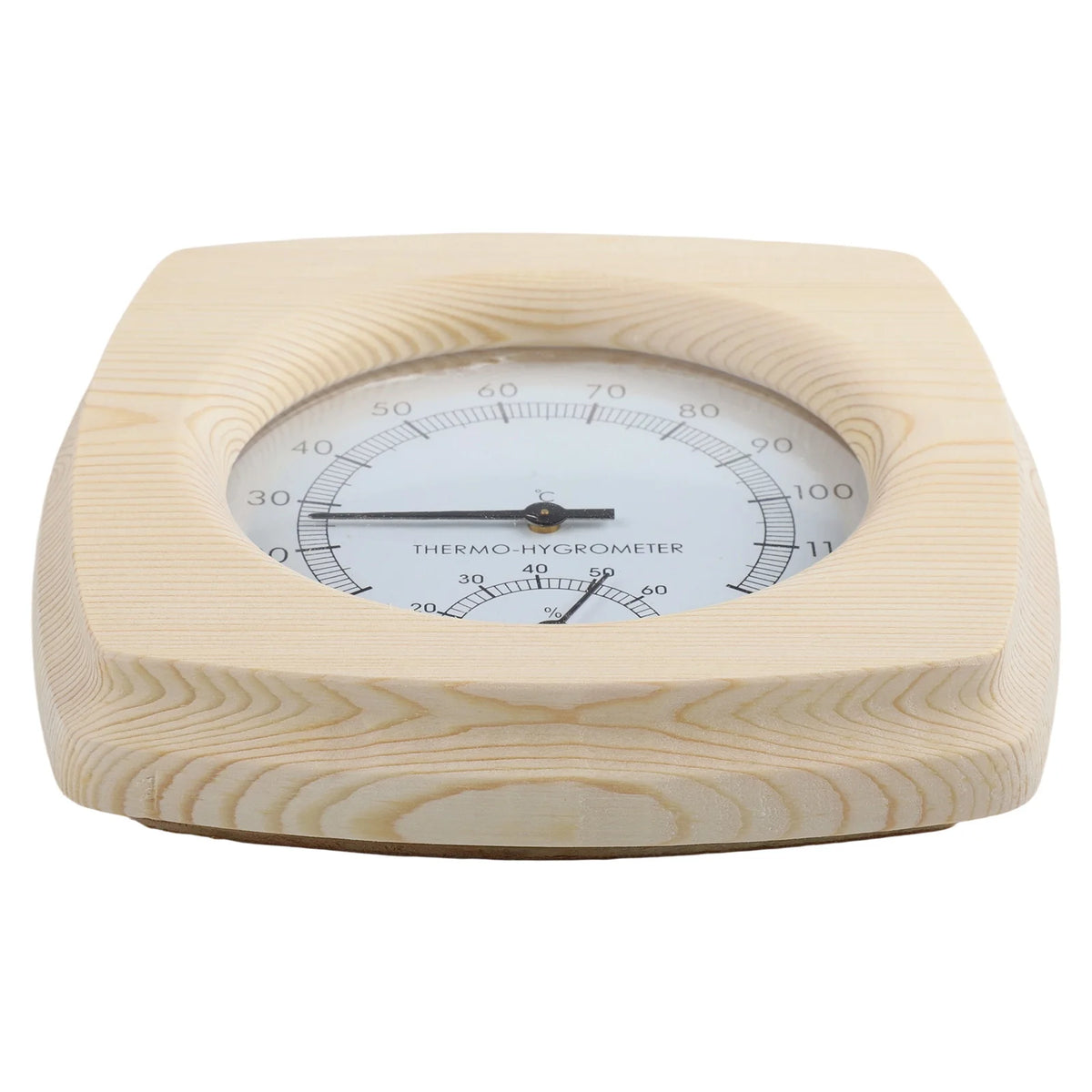 140 mm termometer och hygrometer i trä för bastu