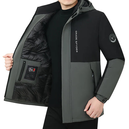 Herr Lång Vinterjacka Parkas med Huva – Varm Vindskyddande Vattentät Outwear, 2 Färger, Storlek XXS–5XL