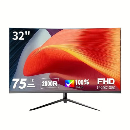 Crua Gf320A 32-Inch Fhd Curved Gaming Monitor, 1920×1080 Va Panel, 75Hz Refresh Rate, 2800R Curved Screen, Anti-Glare Technology, Frameless Design, Vesa Mounting Support, Immersive Pc Display for Gaming, Sports, Home, and Of